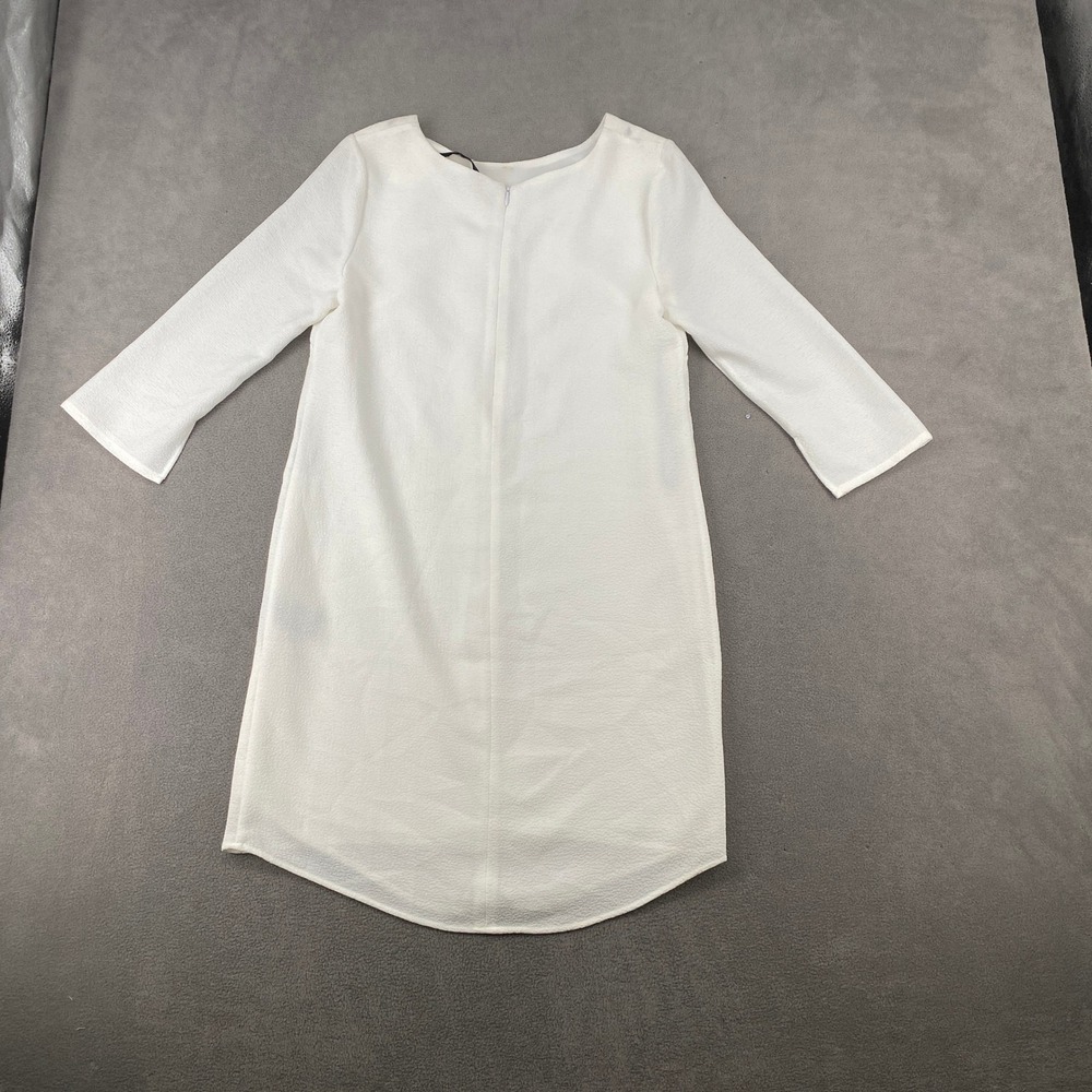 Felicity & Coco Marshel Cream Shift Dress 3/4 Sleeve Textured Crepe Small NEW - Picture 6 of 8